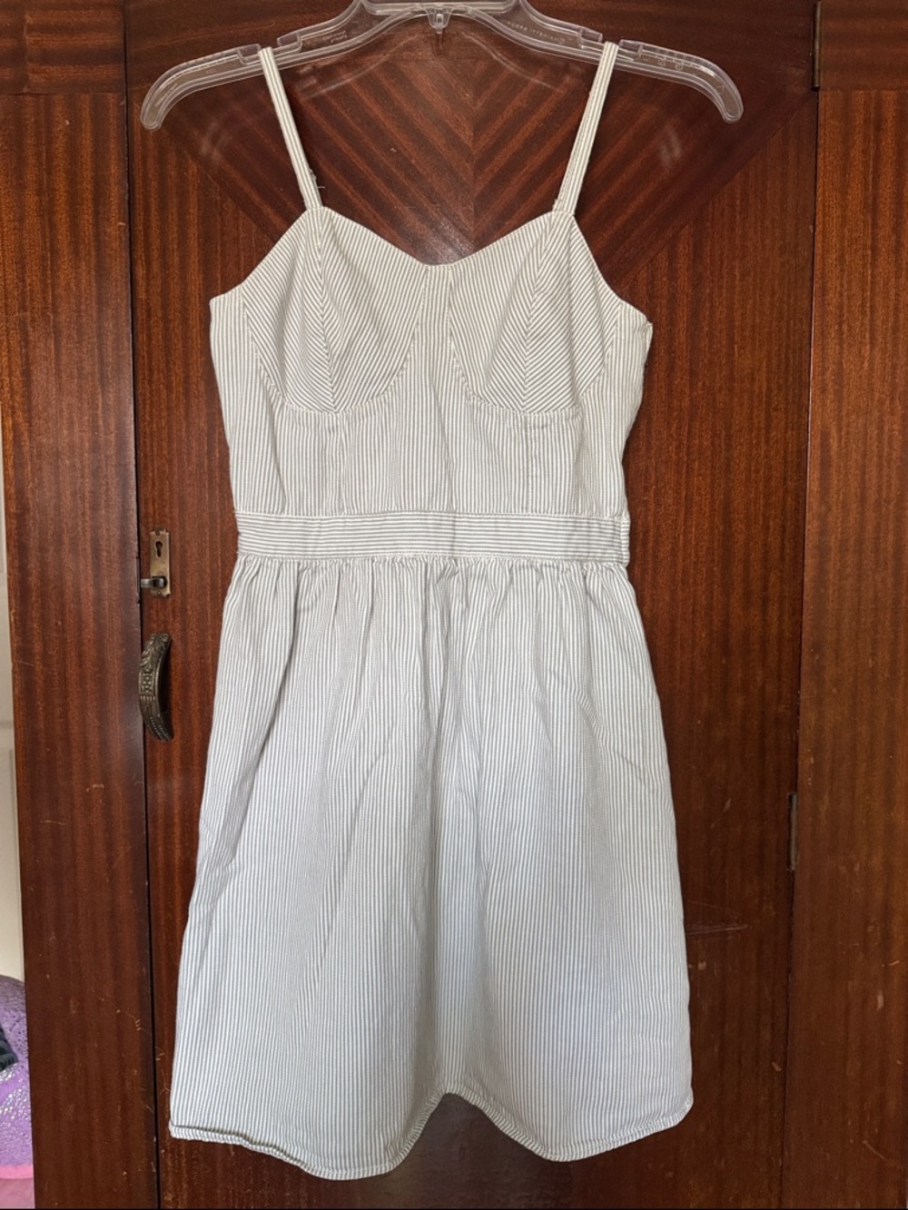 Striped Sundress - White & Light Blue